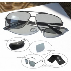 Sport Classic Rectangle Aviator Sunglasses Polarized 100% UV protection - Navy Blue Frame Grey Lens - CE128EAWGR3 $12.92