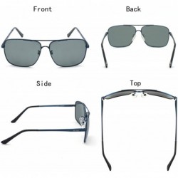 Sport Classic Rectangle Aviator Sunglasses Polarized 100% UV protection - Navy Blue Frame Grey Lens - CE128EAWGR3 $12.92