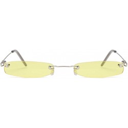 Rectangular Small Frame Rectangle Sunglasses - Yellow - C4199E9K6AE $21.16