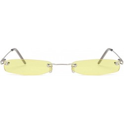 Rectangular Small Frame Rectangle Sunglasses - Yellow - C4199E9K6AE $21.16
