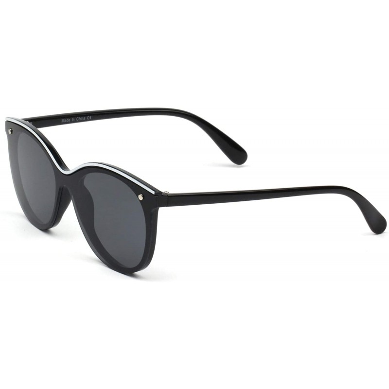 Cat Eye Women Round Cat Eye Sunglasses - Black - CL18WU00KAX $14.75