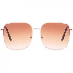Oval Classic Retro Square Sunglasses for Men or Women PC AC UV400 Sunglasses - Brown - CO18T63KQDA $28.11