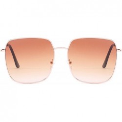 Oval Classic Retro Square Sunglasses for Men or Women PC AC UV400 Sunglasses - Brown - CO18T63KQDA $17.85