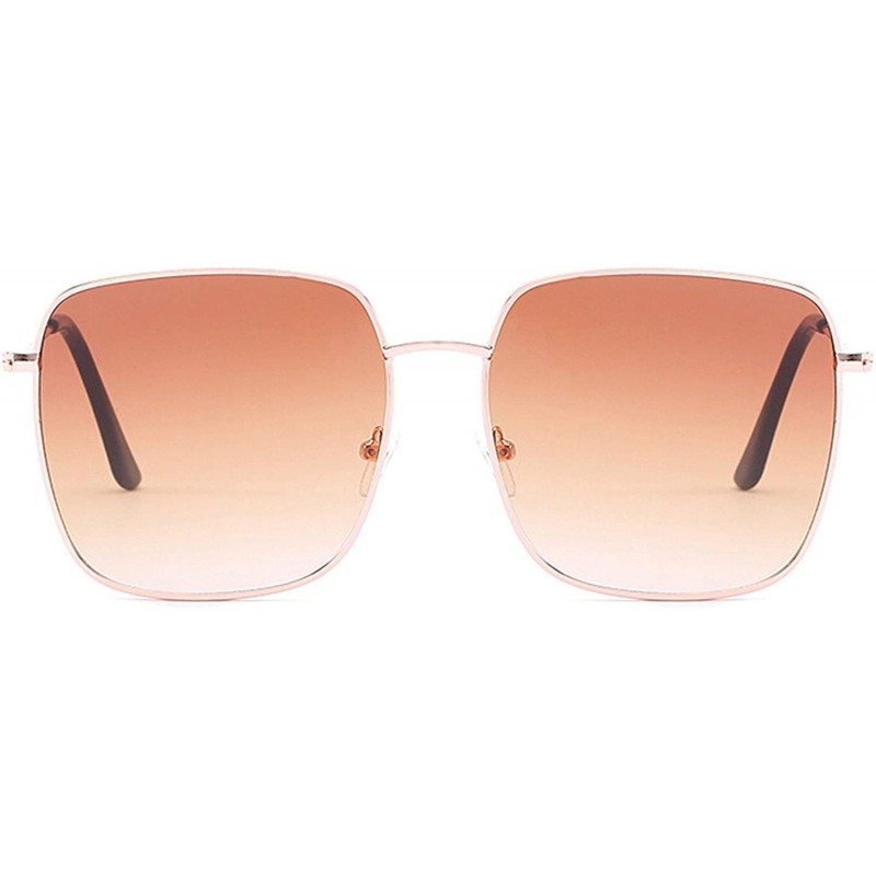 Oval Classic Retro Square Sunglasses for Men or Women PC AC UV400 Sunglasses - Brown - CO18T63KQDA $17.85