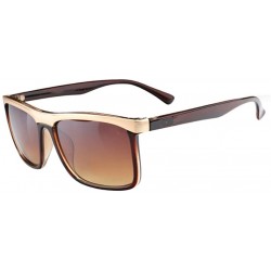 Rectangular Mens Trimming Sunglasses UV Protection Unique Plastic Frame For Outside Lens 63 mm - Brown/Brown - CY12LG0GJ9F $2...