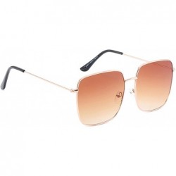 Oval Classic Retro Square Sunglasses for Men or Women PC AC UV400 Sunglasses - Brown - CO18T63KQDA $17.85