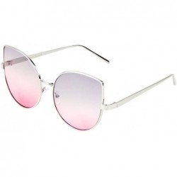 Cat Eye Flat Lens Oceanic Color Cat Eye Sunglasses - Smoke Pink - CS1907RK9NH $12.54