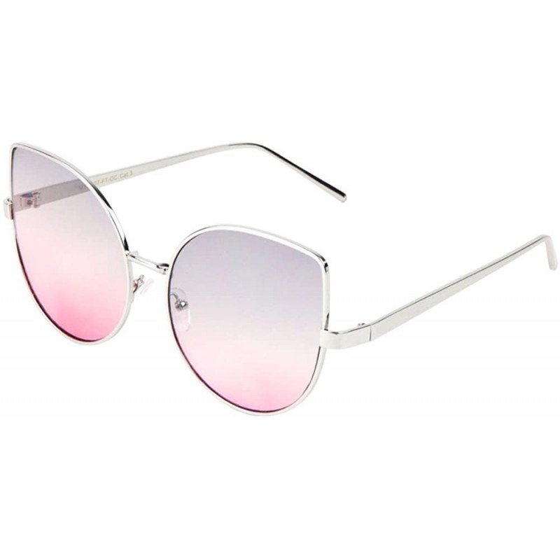 Cat Eye Flat Lens Oceanic Color Cat Eye Sunglasses - Smoke Pink - CS1907RK9NH $12.54