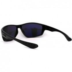 Sport Mens All Black Warp Around Sport Oval Plastic Sunglasses - Shiny Black - CG19624MH7S $15.22