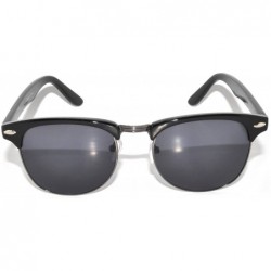 Semi-rimless Retro Classic Sunglasses Metal Half Frame Colorful Lens Uv Protection - 01 Black-gun Smoke - CW11NO8DS2T $8.68