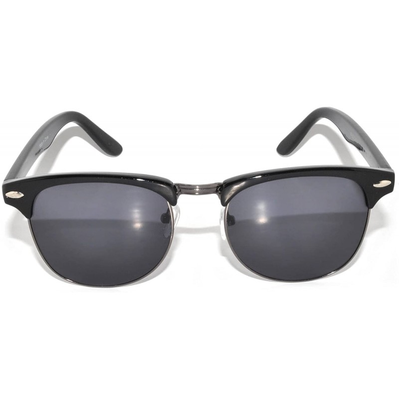 Semi-rimless Retro Classic Sunglasses Metal Half Frame Colorful Lens Uv Protection - 01 Black-gun Smoke - CW11NO8DS2T $19.19