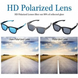 Rectangular Polarized Sports Sunglasses for Men Women Baseball Cycling Fishing Golf Durable Frame - Blue - CY18D2L44QQ $26.57