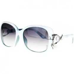 Butterfly Womens Luxury Metal Ribbon Jewel Hinge Oversize Butterfly Sunglasses - White - CY11TDG8EJN $19.74