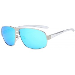 Rectangular magnesium polarized sunglasses Classic brushed two-tone sunglasses - Blue Color - CF18DW9AGKR $48.70