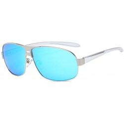 Rectangular magnesium polarized sunglasses Classic brushed two-tone sunglasses - Blue Color - CF18DW9AGKR $29.48