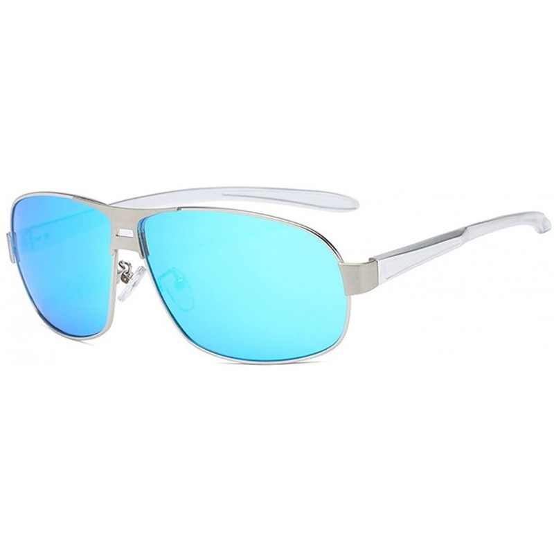 Rectangular magnesium polarized sunglasses Classic brushed two-tone sunglasses - Blue Color - CF18DW9AGKR $29.48