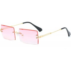 Rectangular Rimless Sunglasses Summer Rectangular glasses - Pink - C018UDU9447 $9.76