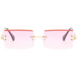 Rectangular Rimless Sunglasses Summer Rectangular glasses - Pink - C018UDU9447 $9.76