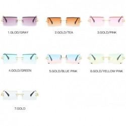 Rectangular Rimless Sunglasses Summer Rectangular glasses - Pink - C018UDU9447 $9.76