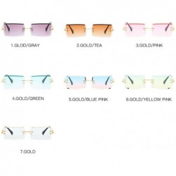 Rectangular Rimless Sunglasses Summer Rectangular glasses - Pink - C018UDU9447 $9.76