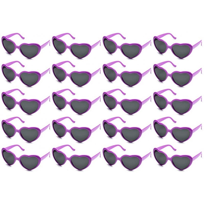Oversized 10 Packs Neon Colors Wholesale Heart Sunglasses - 20 Packs Purple - CT18G0SKS0S $28.97