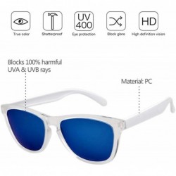 Sport Mens Womens Retro PolarizedSunglasses Classic Sports Sunglasses UV400 - Transparent-white-blue - C418ROOWZEO $10.79