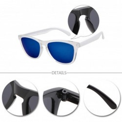 Sport Mens Womens Retro PolarizedSunglasses Classic Sports Sunglasses UV400 - Transparent-white-blue - C418ROOWZEO $10.79