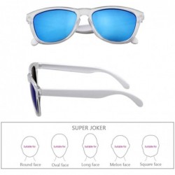 Sport Mens Womens Retro PolarizedSunglasses Classic Sports Sunglasses UV400 - Transparent-white-blue - C418ROOWZEO $10.79