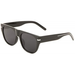Round Flat Top Curved Nose Round Flat Lens Temple Line Sunglasses - Black - CL197S4Y4CH $26.26