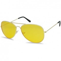 Wrap - 80's Retro Round XL Blue Blocking Aviator Bomber Sunglasses - Gold (Aviator) - CK185KM2COH $19.43