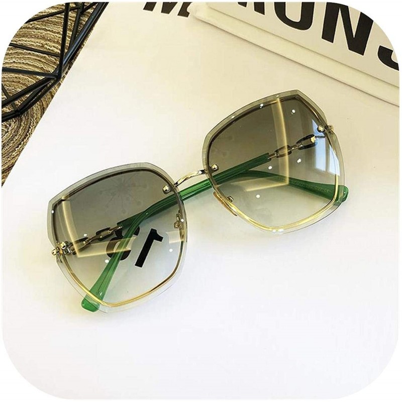 Oversized High Qulity Women RimlSquare Sunglasses Metal 2019 Shades Fashion Luxury Sexy Female Ladies Brown Eyewear - CQ199CS...