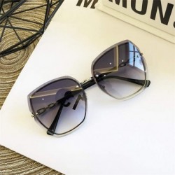 Oversized High Qulity Women RimlSquare Sunglasses Metal 2019 Shades Fashion Luxury Sexy Female Ladies Brown Eyewear - CQ199CS...