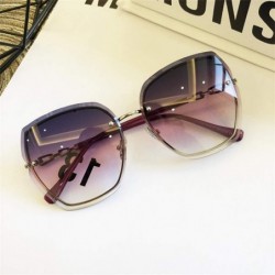 Oversized High Qulity Women RimlSquare Sunglasses Metal 2019 Shades Fashion Luxury Sexy Female Ladies Brown Eyewear - CQ199CS...