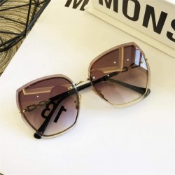 Oversized High Qulity Women RimlSquare Sunglasses Metal 2019 Shades Fashion Luxury Sexy Female Ladies Brown Eyewear - CQ199CS...