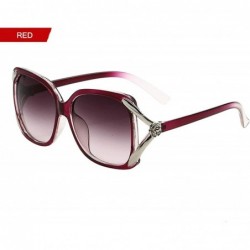 Oval Vintage V Shape Frame Sunglasses for Women PC Resin UV 400 Protection Sunglasses - Transparent Red - CY18SART3R5 $33.33