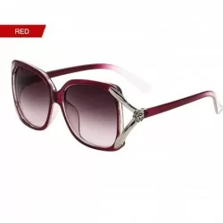 Oval Vintage V Shape Frame Sunglasses for Women PC Resin UV 400 Protection Sunglasses - Transparent Red - CY18SART3R5 $29.46