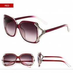 Oval Vintage V Shape Frame Sunglasses for Women PC Resin UV 400 Protection Sunglasses - Transparent Red - CY18SART3R5 $18.99