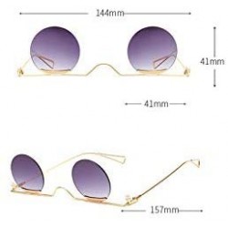 Rectangular Unique Rimless Retro Small Round Sunglasses Metal Frame Purple Red Clear Lens Vintage Women Shade Eyewear - C418Y...