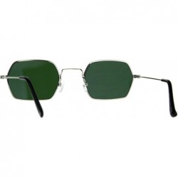 Rectangular Rectangular Hexagon Shape Sunglasses Thin Metal Frame Mirror Lens - Silver (Purple Mirror) - CP18055XR6U $12.07