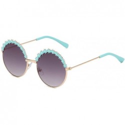 Round 2019 Festival Metal Frame Kids Sunglasses Flower Round Sun Glasses Girls Boys Baby Brand Children Oculos - Blue - CW197...