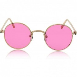 Round Round Sunglasses Hippie John Lennon Vintage Small Circle Gold Glasses - 1 Pink Lens - gold Frame - C018YC3SY43 $11.23