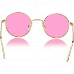 Round Round Sunglasses Hippie John Lennon Vintage Small Circle Gold Glasses - 1 Pink Lens - gold Frame - C018YC3SY43 $11.23