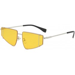 Oval Fashion Man Women Sunglasses Irregular Shape Eyeglasses Glasses Vintage Retro Style Eyewear - Yellow - CC18ST4UQQA $10.17