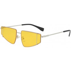 Oval Fashion Man Women Sunglasses Irregular Shape Eyeglasses Glasses Vintage Retro Style Eyewear - Yellow - CC18ST4UQQA $10.17
