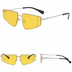 Oval Fashion Man Women Sunglasses Irregular Shape Eyeglasses Glasses Vintage Retro Style Eyewear - Yellow - CC18ST4UQQA $10.17