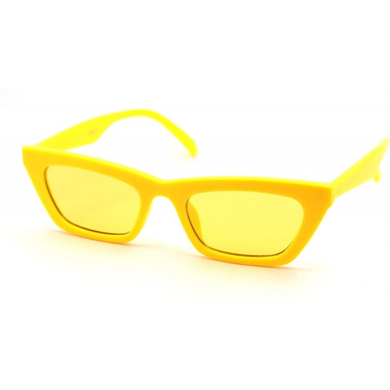 Rectangular Womens Mod Simple Pop Color Squared Cat Eye Sunglasses - Yellow - CV18WO0WXNA $8.65