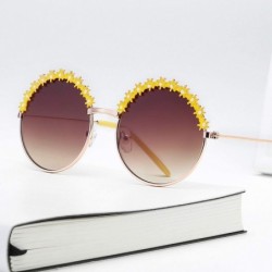 Round 2019 Festival Metal Frame Kids Sunglasses Flower Round Sun Glasses Girls Boys Baby Brand Children Oculos - Blue - CW197...