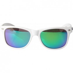 Wayfarer Sunglasses Classic Vintage Retro Style Design 2140 - White Frame Mirrored Green Lenses - C012JC7K88H $22.93