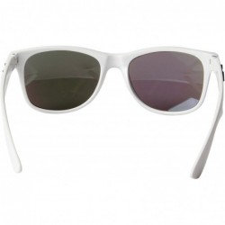 Wayfarer Sunglasses Classic Vintage Retro Style Design 2140 - White Frame Mirrored Green Lenses - C012JC7K88H $22.93