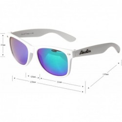 Wayfarer Sunglasses Classic Vintage Retro Style Design 2140 - White Frame Mirrored Green Lenses - C012JC7K88H $22.93